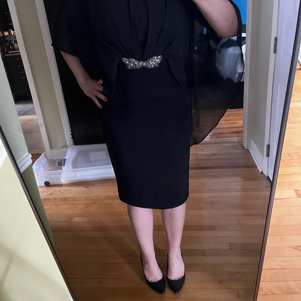Joseph Ribkoff Elegant Black Dress with Silver Accent
